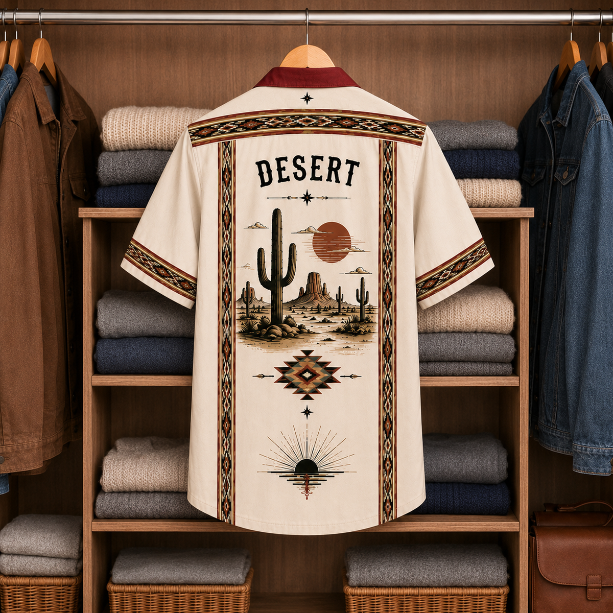Desert Landscape Luxury Design Hawaiian Shirt Southwestern Inspired Hawaiian Shirt White Version