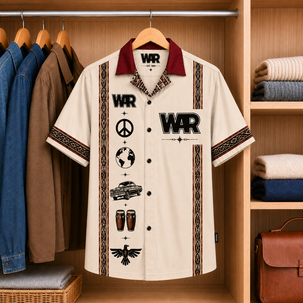 WAR Luxury Design Hawaiian Shirt Mexican Inspired Hawaiian Shirt White Version