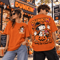 Snoopy Dunkin Witch Pumpkin Spooky Sips and Donut Trips 3D Shirt for Halloween Coffee Lovers
