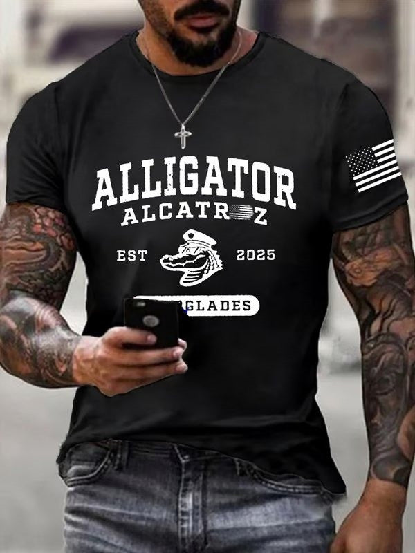 Alligator Alcatraz Shirt Men's EST 2025 Everglades Florida MAGA Trump Support Clothing - Otakuforge