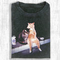 Smoking Cat T-Shirt Funny Hilarious Drunk Cat Graphic Tee Shirts For Men Women - Otakuforge