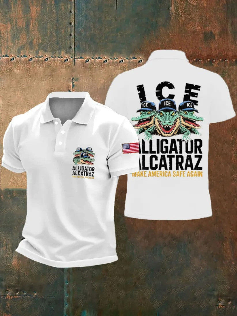 Alligator Alcatraz Polo Shirt Funny Florida Everglades Dark Humor Vests Polo Shirt - Otakuforge