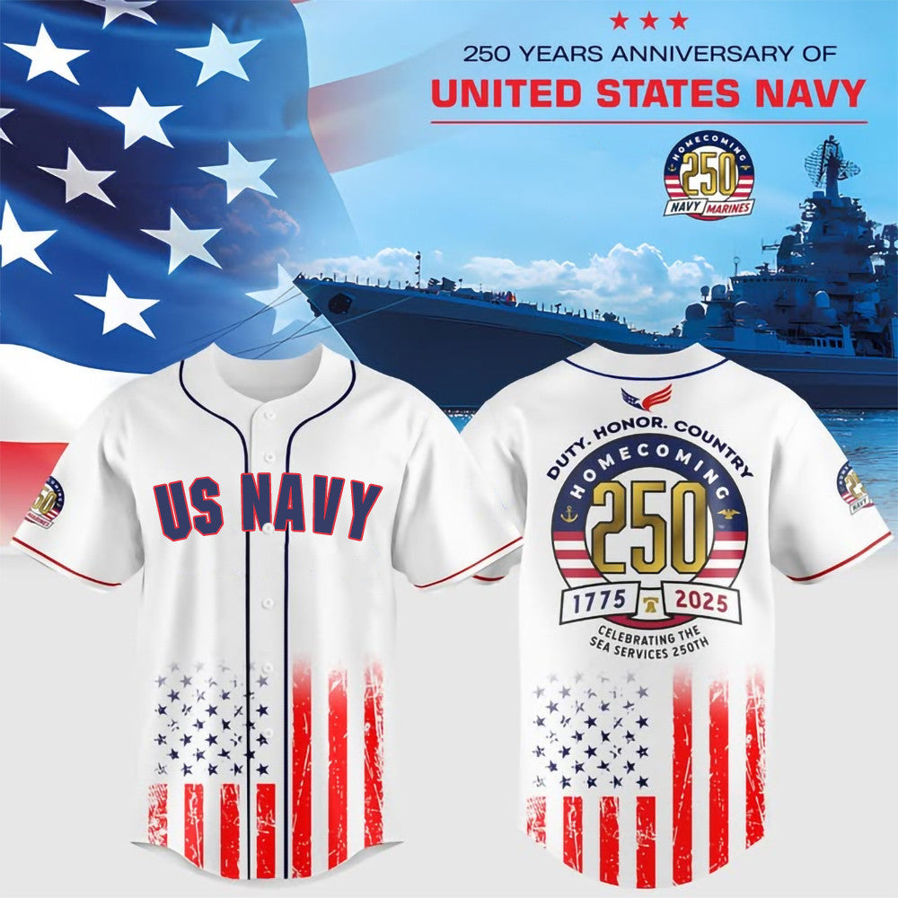 250 Years Anniversary US Navy Baseball Jersey Unique Gift For Army - Otakuforge