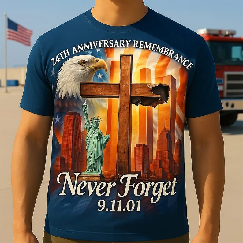 September 11th 2001 Twin Towers T-Shirt 911 Commemorative Apparel Remembrance Tee Tribute Gift For Him - Otakuforge