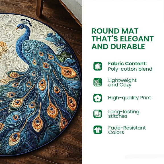 Ying Yang Quilted Round Mat Floor Decor For Living Room - Otakuforge