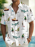 Captain Quint's Shark Amity Island Mens Hawaiian Shirt Jaws 50Th Anniversary Fan Merch - Otakuforge