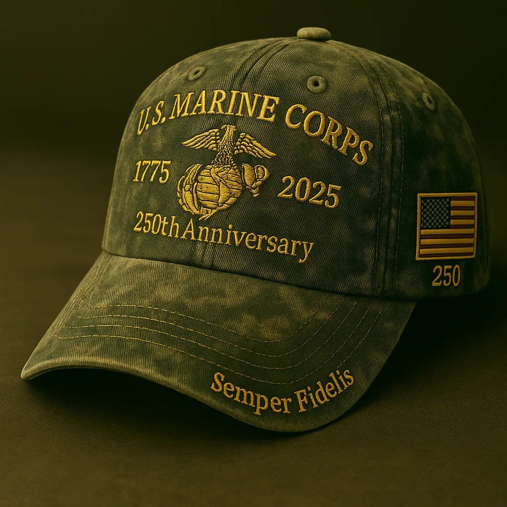 U.S Marine Corps 250th Anniversary Eagle Honor Cap Gift For Veteran Husband - Otakuforge