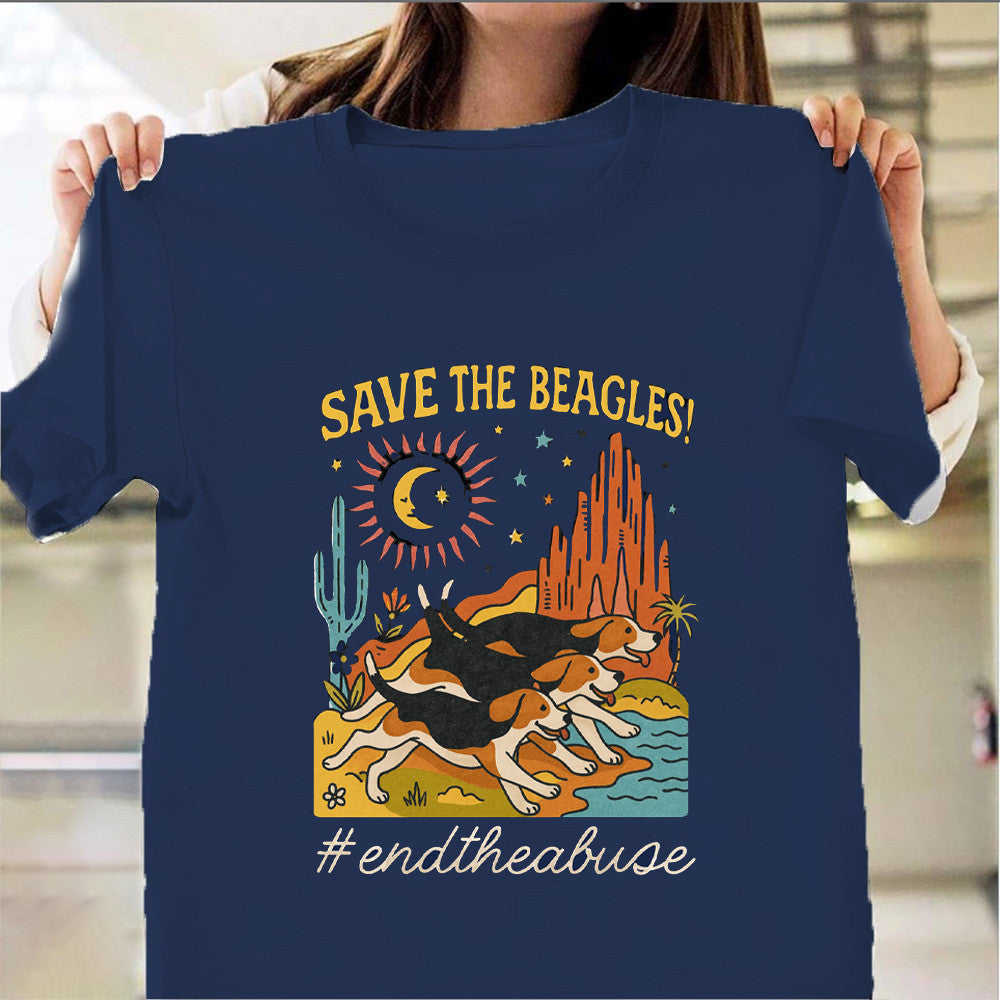 Save The Beagles End The Abuse Dogs T-Shirt Protect Dogs Animals Awareness Clothing - Otakuforge