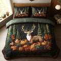 Deer Cozy Pumpkin Autumn QUilted Bedding Set Fall Season Themed Gifts For Deer Hunters - Otakuforge