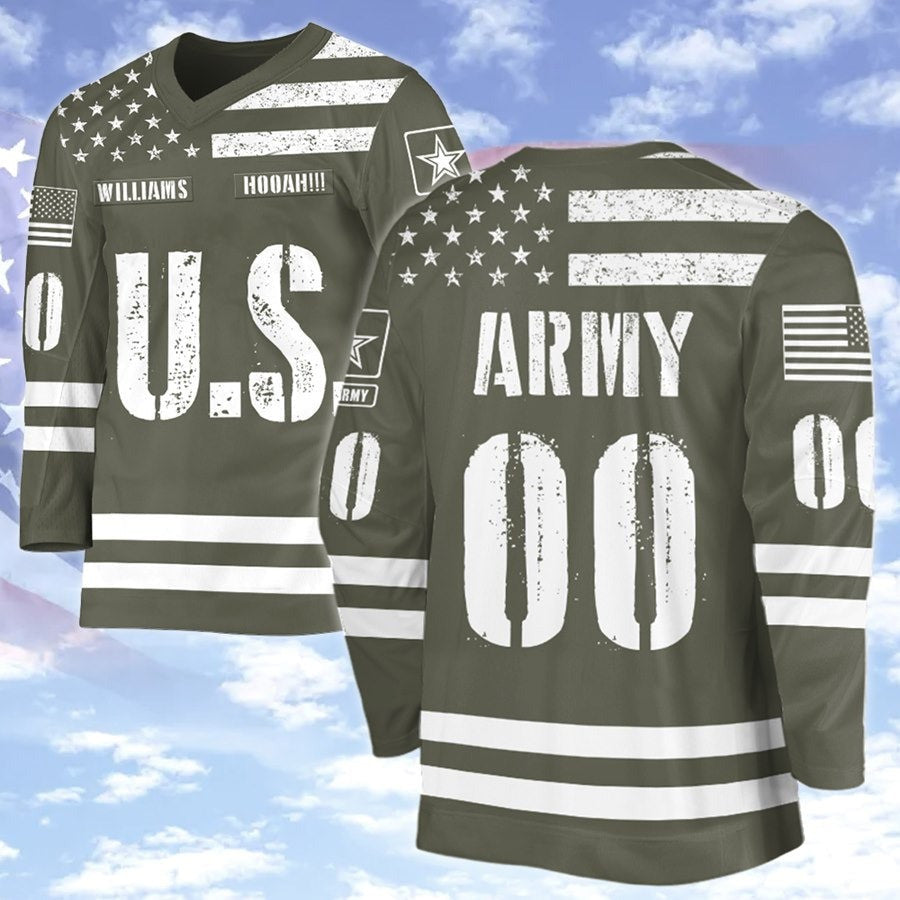 Personalized US Army Veteran Hockey Jersey Military Gift For Soldier Friends And Family - Otakuforge