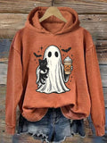 Black Cat Pumpkin Spice Ghost Hoodie Funny Cute Halloween Gifts For Her Ideas For Teen - Otakuforge