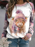 Highland Cow Winter Plaid Women's Sweatshirt Cute Highland Cattle Gifts Christmas For Her - Otakuforge