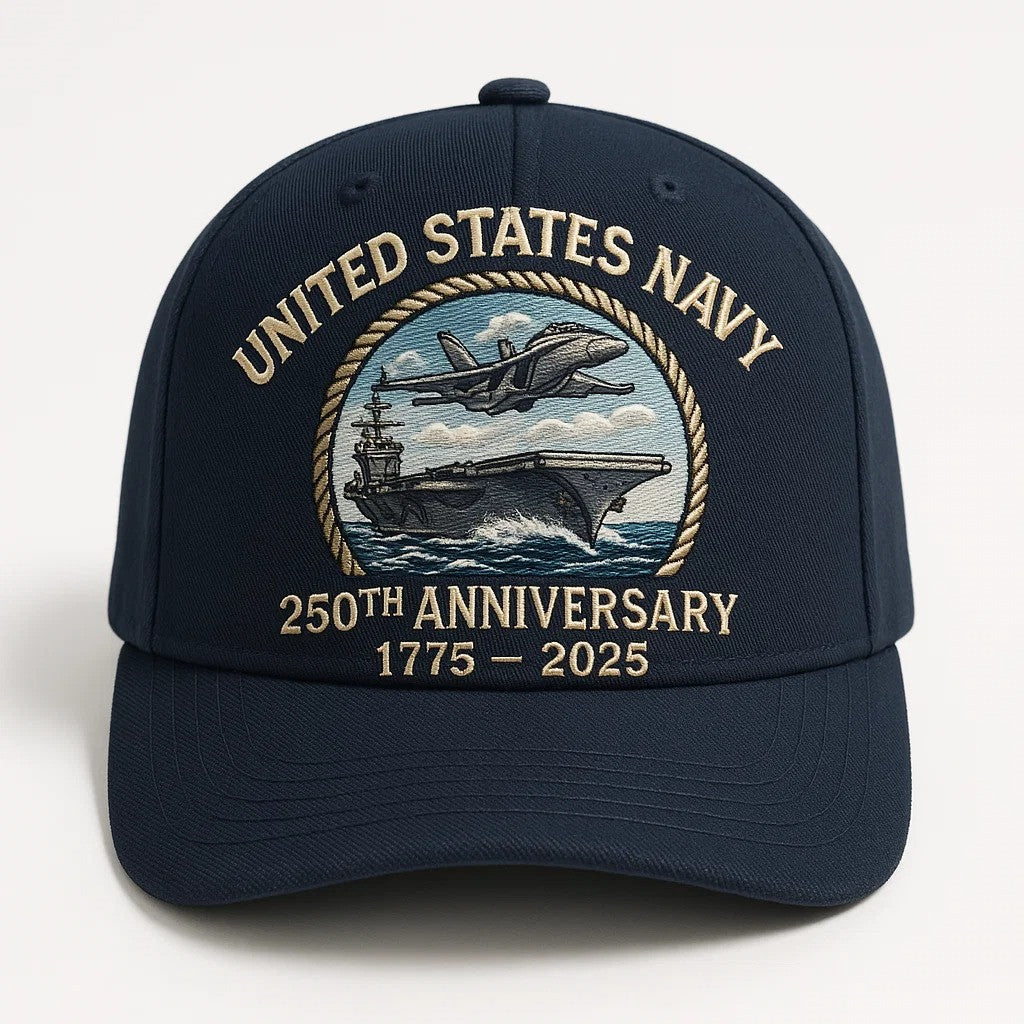 US Navy 250th Anniversary Hat 1775 2025 American Nationalistic Gifts For Navy Veterans - Otakuforge