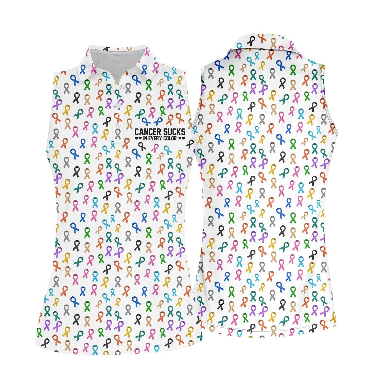 Cancer Sucks In Every Color Womens Sleeveless Golf Shirt Cancer Awareness Shirts Gifts - Otakuforge