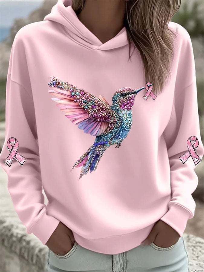 Hummingbird Breast Cancer Awareness Pink Hoodie 3D Print Breast Cancer Gift Ideas - Otakuforge