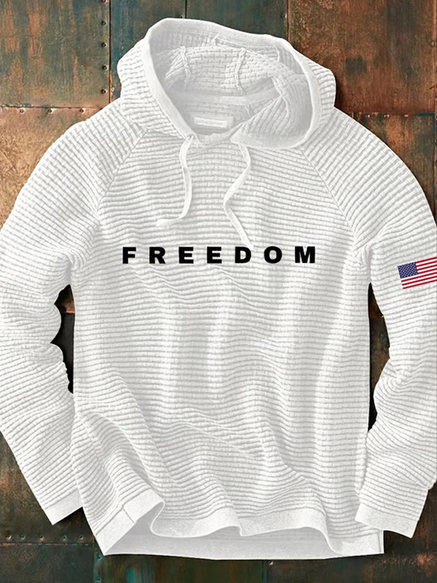 Freedom Charlie Kirk Waffle Hoodie White Charlie Kirk Was Wearing Clothing Wore Tribute - Otakuforge