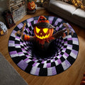 Pumpkin Scarecrow Hollow Whirl Halloween Quilted Round Mat Funny Circle Rug Themed Gifts - Otakuforge