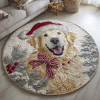 Golden Retriever Christmas Quilted Round Mat Circle Rug Decorations Best Xmas Holiday Gifts - Otakuforge