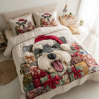 Schnauzer Christmas Quilted Bedding Set Duvet Cover Cute Gifts For Schnauzer Lovers Owners - Otakuforge