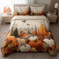 Forest Pumpkin Fall Quilted Bedding Set Duvet Cover Fall Season Autumn Themed Gifts For Her - Otakuforge