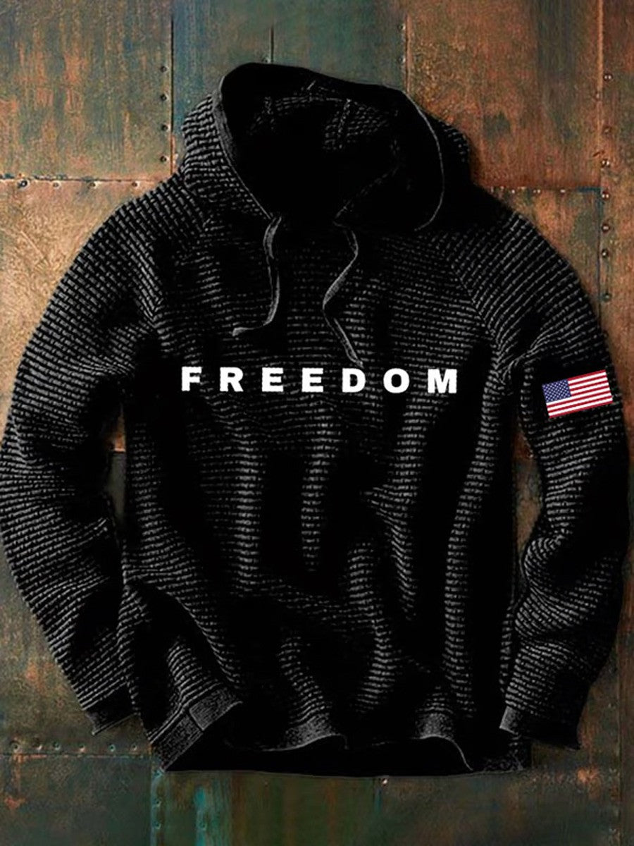 Freedom Charlie Kirk Waffle Hoodie White Charlie Kirk Was Wearing Clothing Wore Tribute - Otakuforge
