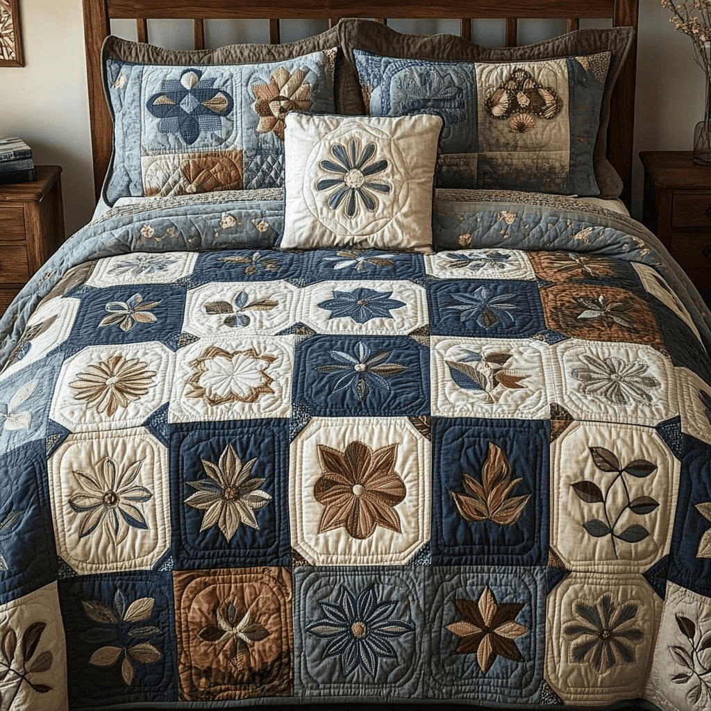 Floral Patchwork Quilted Bedding Set Duvet Cover Best Christmas Gift Ideas For 2025 - Otakuforge