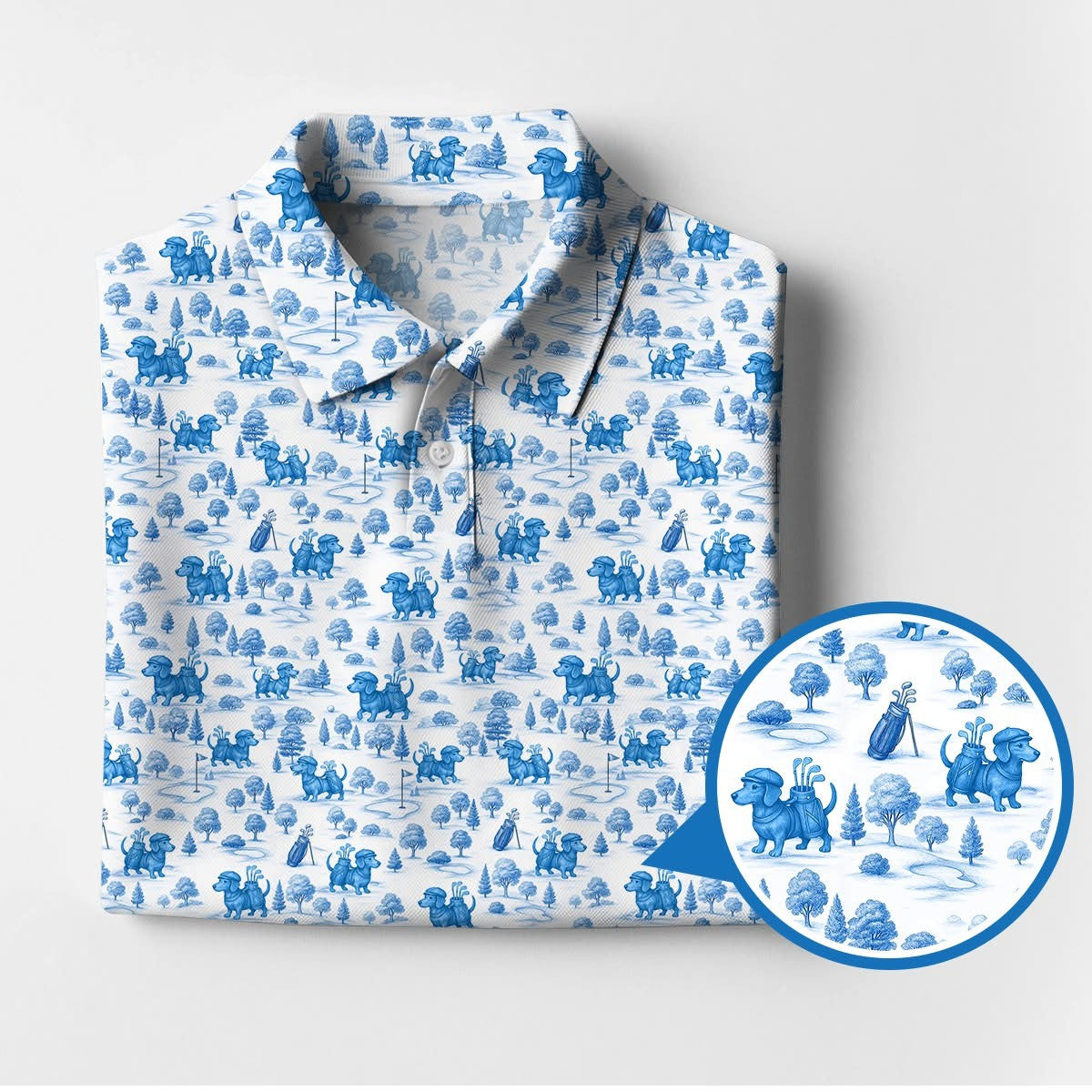 Dachshund Polo Shirt Cute Sausage Dog Pattern Golf Shirt Apparel Dog Lover Gifts For Him Her - Otakuforge