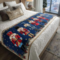 Nutcracker Quilted Bed Runner Christmas Festive Soldier Theme Bed Runner Decor Gift - Otakuforge