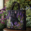 Floral Black Cat Quilt Bag Black Cat In The Lavender Field Quilted Bag Gift For Mom - Otakuforge
