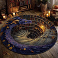 Dragon Spiral Watcher Quilted Round Mat Mystical Circle Mat Room Decor Best Xmas Gift - Otakuforge