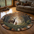 Deer Stag Forest Quilted Round Mat Wildlife Hunting Circle Mat Gift For Deer Hunters - Otakuforge