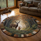 Deer Stag Forest Quilted Round Mat Wildlife Hunting Circle Mat Gift For Deer Hunters - Otakuforge