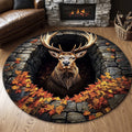 Mystic Autumn Deer Quilted Round Mat Autumn Maple Leaves Best Home Decor Gifts - Otakuforge