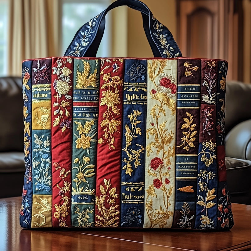 Floral Bookish Quilted Bag Adventurous Fantasy Inspired Bag Gift For Book Lovers - Otakuforge