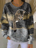 Cat Peeking Out Sweatshirt 3D Print Cute Christmas Gifts For Cat Lovers Owners For Her - Otakuforge