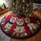 Yorkshire Terriers Quilted Christmas Tree Skirt Xmas Gifts For Yorkshire Terriers Lovers - Otakuforge