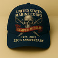 United States Marine Corps 250th Anniversary Hat Semper Fidelis Ball Cap USMC Merch Gifts - Otakuforge