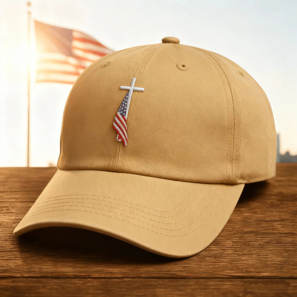 Christian Cross American Flag Hat Baseball Cap Military Merch Gift Ideas For Veterans - Otakuforge