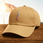 Christian Cross American Flag Hat Baseball Cap Military Merch Gift Ideas For Veterans - Otakuforge
