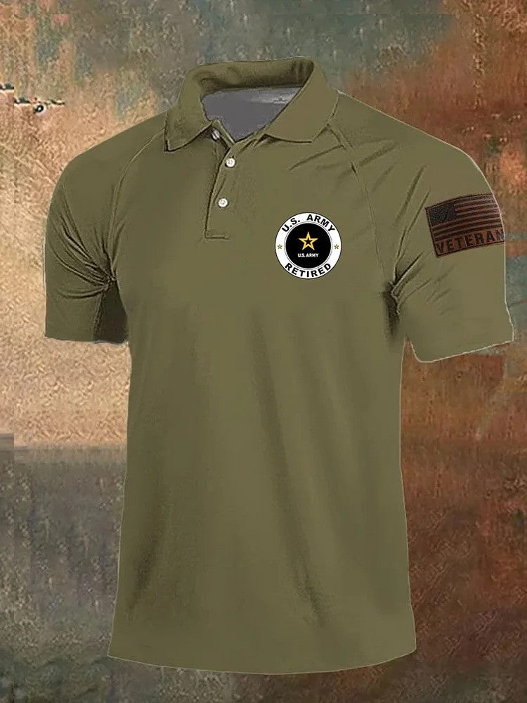 US Army Retired Polo Shirt Veteran Clothing Military Honor Merch Patriotic Gifts For Dad - Otakuforge