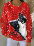 Cat Merry Christmas Sweatshirt Cute Kitten Clothes Presents For Cat Lovers Women - Otakuforge
