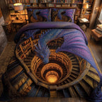 Dragon Dungeons Quilted Bedding Set Arcane Spiral Bed Decor Gift For Mythical Lovers - Otakuforge