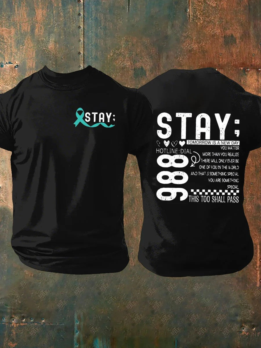 PTSD Awareness Veteran T-Shirt Stay Tomorrow Is New Day Suicide Prevention Apparel - Otakuforge