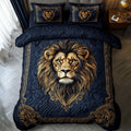 Golden Lion Quilted Bedding Set Bedroom Decorations Presents For Lion Lovers - Otakuforge