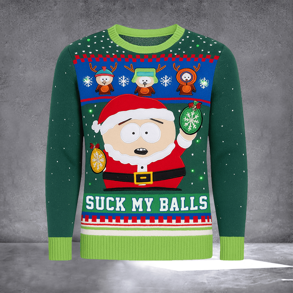 Eric Cartman Suck My Balls Ugly Christmas Sweater Funny Xmas Apparel Holiday Gift Ideas - Otakuforge