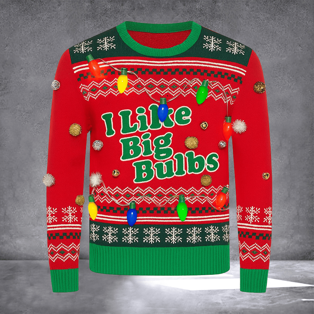 I Like Bulbs Ugly Christmas Sweater Holiday Clothing Christmas Apparel Xmas Gifts For Him - Otakuforge