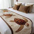 Coastal Shell Quilted Bed Runner Sea Turtle Bed Scarf Bedroom Decoration Gifts - Otakuforge