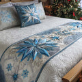 Crystal Star Quilted Bed Runner Winter Traditions Christmas Bed Runner Decor Gifts - Otakuforge