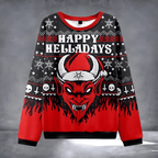 Happy Helladays Satanic Ugly Christmas Sweater Christmas Evel Sweater Funny Holiday Clothing - Otakuforge