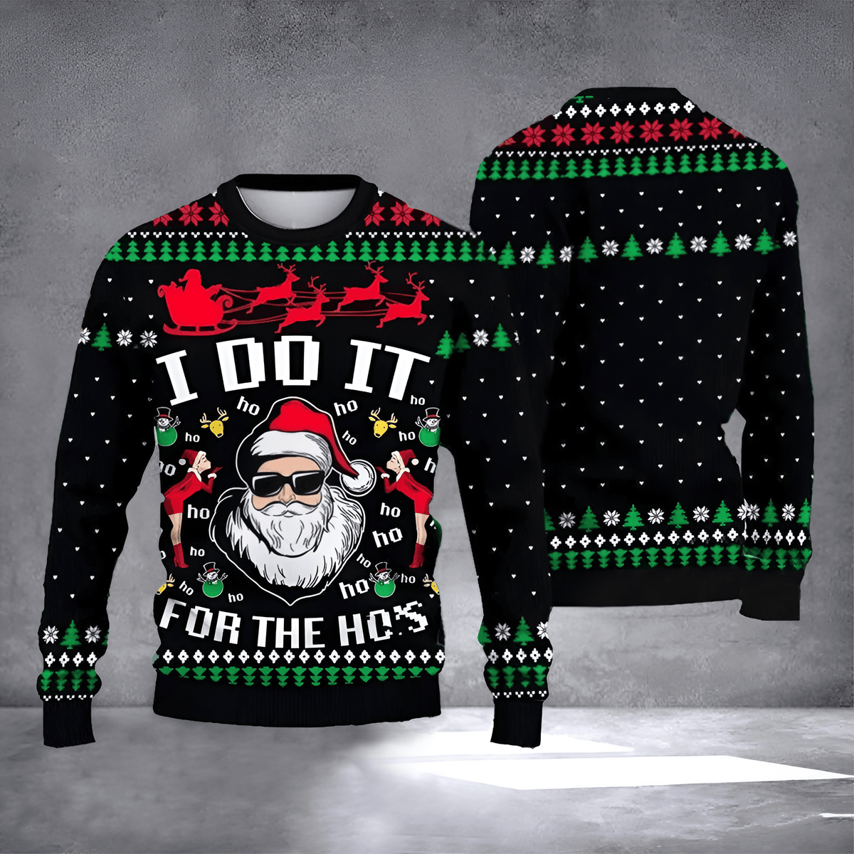 I Do It For The Hos Ugly Christmas Sweater Funny Santa Pullover Ugly Sweater Party Outfits Gift - Otakuforge